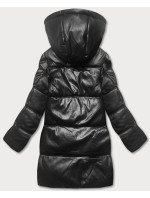 Černo-hnědá volná dámská bunda z ekologické kůže (AG6-20B)