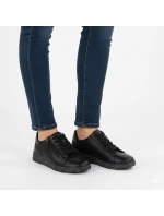 Dámské zvýšené kožené polobotky černé Jezzi 138