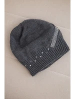 Dámská zimní vlněná čepice s ozdobnými krystalky K399 černá