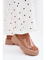 Dámské sandály na platformě s průhledným páskem Béžové Selestia Dámské sandály na platformě s průhledným páskem Béžové Selestia