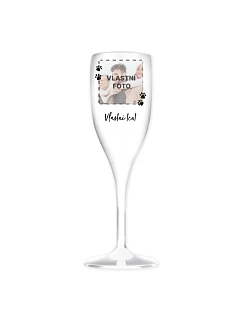 Personalizovaná nerozbitná prosecco sklenice s fotkou mazlíčka a textem