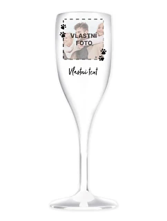Personalizovaná nerozbitná prosecco sklenice s fotkou mazlíčka a textem
