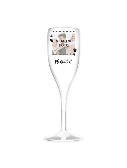 Personalizovaná nerozbitná prosecco sklenice s fotkou mazlíčka a textem