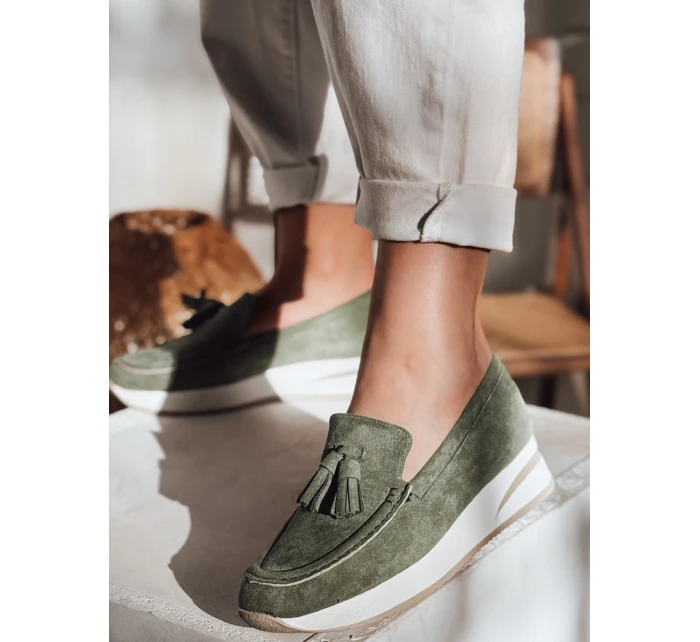 Dámské mokasíny na lehkém podpatku MOCCKO green FashionStreet ZY0716