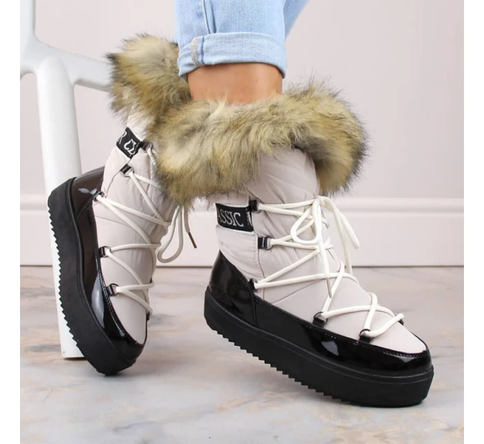 Šněrovací sněhule na platformě s kožešinou Vinceza W JAN262 beige Šněrovací sněhule na platformě s kožešinou Vinceza W JAN262 beige