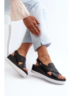 Zazoo 40256 Kožené sandály na klíně černé