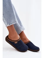 Dámské pantofle s výšivkou model 21725227 tmavě modré - Inblu