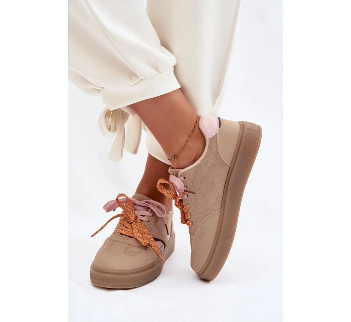 Dámské Tenisky S Dvojitými Šňůrkami Světle Hnědé Relisa Dámské Tenisky S Dvojitými Šňůrkami Světle Hnědé Relisa