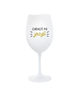 CHRASTÍ MI JAZYK - biely pohár na víno 350 ml