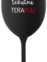 POTŘEBUJU TEKUTOU TERAPIJU - černá sklenice na víno 350 ml
