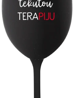 POTŘEBUJU TEKUTOU TERAPIJU - černá sklenice na víno 350 ml