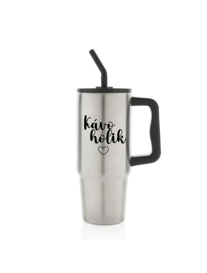 KÁVOHOLIK - stříbrný cestovní termohrnek 900 ml