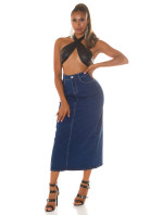 Sexy Highwaist Maxi Denim Skirt with Slit