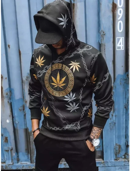 Pánská mikina s potiskem černá FashionStreet BX5311 Pánská mikina s potiskem černá FashionStreet BX5311