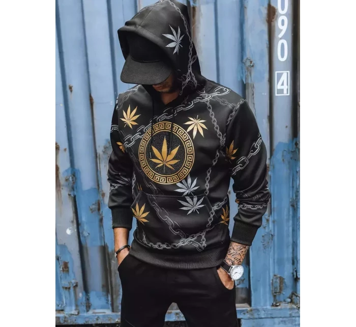 Pánská mikina s potiskem černá FashionStreet BX5311 Pánská mikina s potiskem černá FashionStreet BX5311