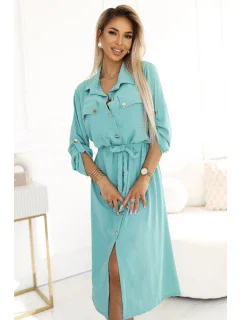 model 20998768 Midi košilka se zlatými knoflíky a vázáním MINT - numoco basic