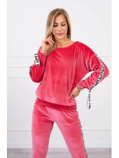 Velurová souprava Love raspberry