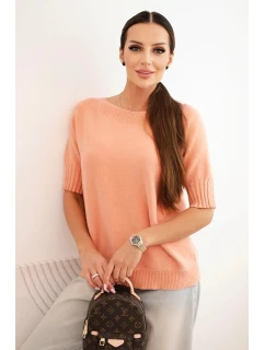 Dámský svetr z viskózy s krátkým rukávem tmavě meruňkový