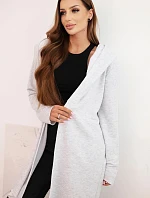 Dámská bavlněná bunda s kapucí a prodlouženým předním dílem světlá šedá