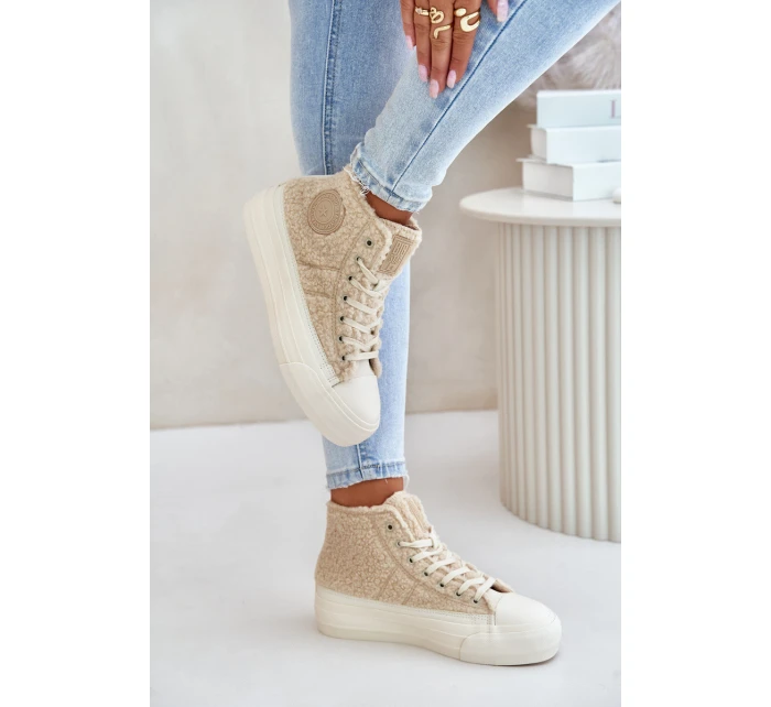 Zateplené Dámské Tenisky S Kožíškem Big Star Béžové model 21675253 - Big Star Shoes Zateplené Dámské Tenisky S Kožíškem Big Star Béžové model 21675253 - Big Star Shoes
