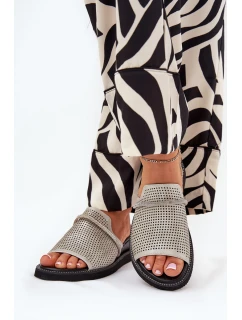 Dámské sandály na klínu s ozdobným páskem stříbrné Teriwes