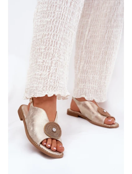 Lesklé Dámské Sandály S Dekorativním Detalem model 21691490 Zlaté - S.Barski