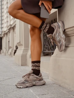 Dámské ponožky model 21713027 puntíkované pruhy hnědé - Milena