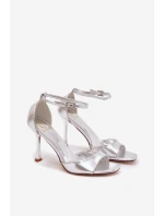 Sandály Na Podpatku Stříbrné model 21788230 - Boto Sandály Na Podpatku Stříbrné model 21788230 - Boto