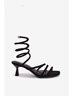 Dámské sandály na podpatku s pásky Černé Samara Dámské sandály na podpatku s pásky Černé Samara