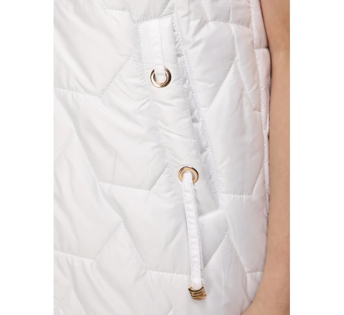 Kamizelka damska pikowana z kapturem biała model 22038482 - FashionStreet