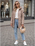 Kurtka damska przejściowa pikowana z kapturem beżowa model 22342134 - FashionStreet Kurtka damska przejściowa pikowana z kapturem beżowa model 22342134 - FashionStreet