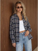 Dámská flanelová košile s kostkovaným vzorem, tmavě modrá, FashionStreet DY0508 Dámská flanelová košile s kostkovaným vzorem, tmavě modrá, FashionStreet DY0508