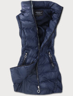 Tmavě modrá dámská zimní bunda s odepínacími rukávy (W761)
