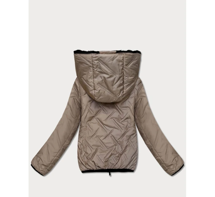 Béžovo-černá oboustranná dámská bunda pro přechodné období S'West (B8546-1201)