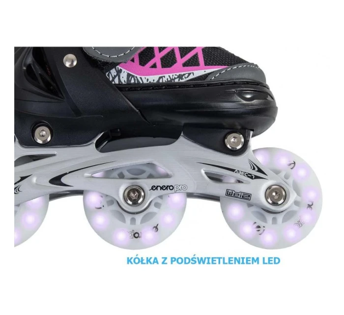 INLINE BRUSLE-KOLEČKOVÉ BRUSLE 4V1 ENERO PRO LED 30-33 PINK-GREY