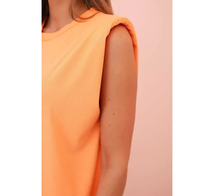 Dámský komplet z viskózy bez rukávů a rovnými kalhotami oranžový Dámský komplet z viskózy bez rukávů a rovnými kalhotami oranžový