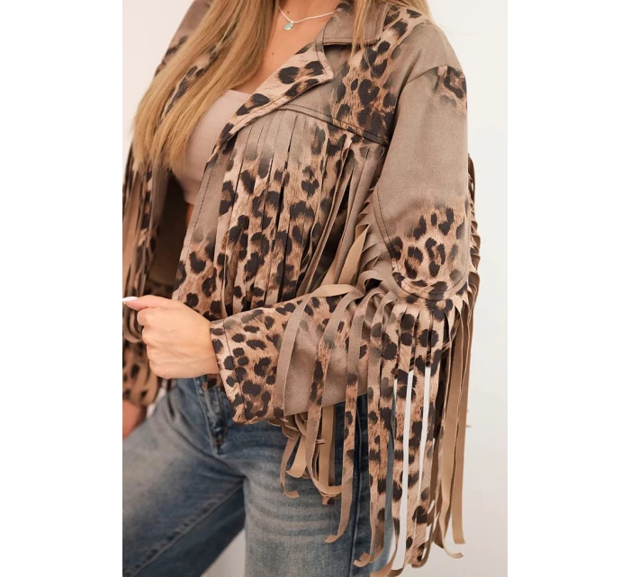 Dámská sukně z semiše s třásněmi v vzoru fango model 21327582 - K-Fashion