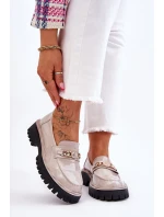 Lakované mokasíny na platformě Světle šedé Ronin