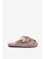 Vánoční Pantofle S Motivem Sobíka Kožešinové Tmavě Béžové Asielle Vánoční Pantofle S Motivem Sobíka Kožešinové Tmavě Béžové Asielle