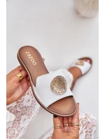 Kožené Pantofle S Dekorací Na Plochém Podpatku Bílé Zazoo model 21682298 - Boto Kožené Pantofle S Dekorací Na Plochém Podpatku Bílé Zazoo model 21682298 - Boto