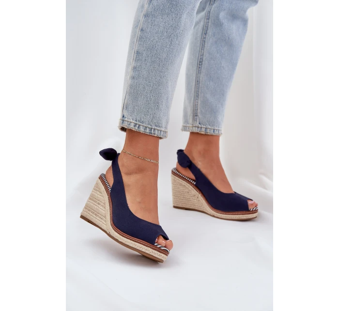 Sandály Na Klínu S Pletením Tmavě Modré model 21684417 - Boto Sandály Na Klínu S Pletením Tmavě Modré model 21684417 - Boto