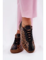 Dámské Kožené Sportovní Boty S Leopardím Vzorem Laura 2935 Hnědé