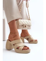 Kožené pantofle Zazoo na béžovém bloku