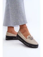 Lesklé dámské kožené mokasíny na platformě S.Barski Gold