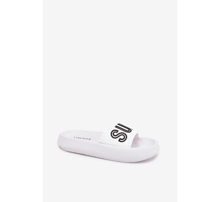 Dámské pantofle na masivní podrážce – bílé Vinceza