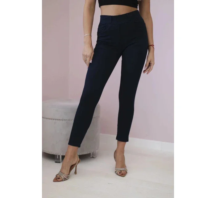 Bavlněné kalhoty s mašlí Zentex tmavě modré - Kesi