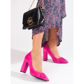 Výborné  lodičky růžové dámské na širokém podpatku