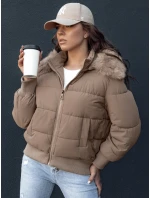 Dámská prošívaná zimní bunda s kožešinou COLDPACK camel FashionStreet TY4427