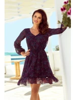 vzdušné šifonové dámské šaty s dekoltem a se vzorem model 11789379 - numoco