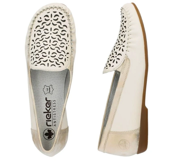 Kožené pohodlné polobotky Rieker W RKR658 beige